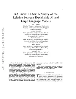 XAI meets LLMs: A Survey of the Relation between Explainable AI and
  Large Language Models