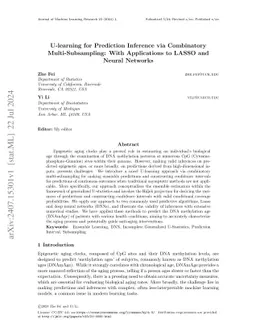U-learning for Prediction Inference via Combinatory Multi-Subsampling: With Applications to LASSO and Neural Networks