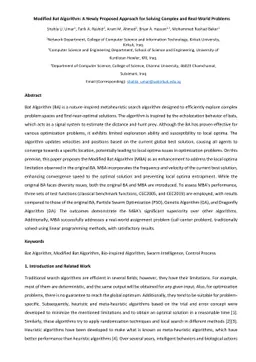 Modified Bat Algorithm: A Newly Proposed Approach for Solving Complex
  and Real-World Problems
