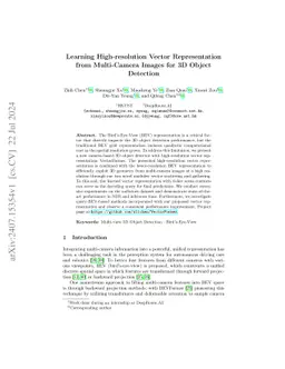 Learning High-resolution Vector Representation from Multi-Camera Images
  for 3D Object Detection