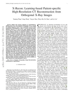 X-Recon: Learning-based Patient-specific High-Resolution CT
  Reconstruction from Orthogonal X-Ray Images