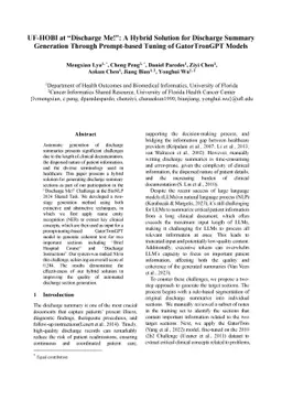 UF-HOBI at "Discharge Me!": A Hybrid Solution for Discharge Summary
  Generation Through Prompt-based Tuning of GatorTronGPT Models