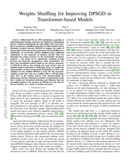 Weights Shuffling for Improving DPSGD in Transformer-based Models