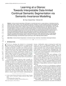 Learning at a Glance: Towards Interpretable Data-limited Continual
  Semantic Segmentation via Semantic-Invariance Modelling