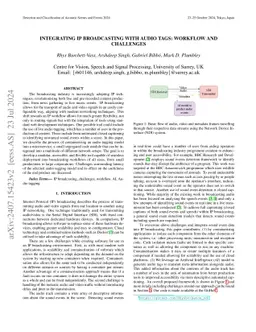 Integrating IP Broadcasting with Audio Tags: Workflow and Challenges