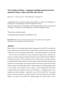 Text-to-Battery Recipe: A language modeling-based protocol for automatic
  battery recipe extraction and retrieval