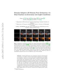 Domain-Adaptive 2D Human Pose Estimation via Dual Teachers in Extremely
  Low-Light Conditions