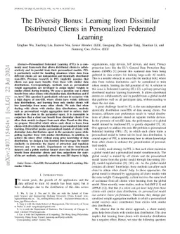 The Diversity Bonus: Learning from Dissimilar Distributed Clients in
  Personalized Federated Learning