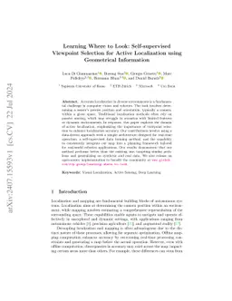Learning Where to Look: Self-supervised Viewpoint Selection for Active
  Localization using Geometrical Information