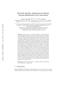 StylusAI: Stylistic Adaptation for Robust German Handwritten Text
  Generation