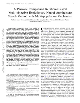 A Pairwise Comparison Relation-assisted Multi-objective Evolutionary Neural Architecture Search Method with Multi-population Mechanism