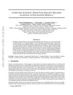 Computer Audition: From Task-Specific Machine Learning to Foundation Models