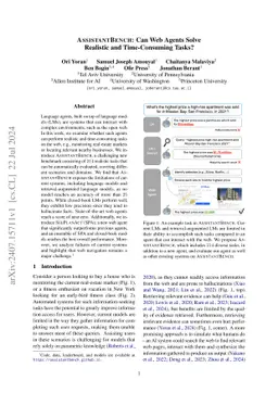 AssistantBench: Can Web Agents Solve Realistic and Time-Consuming Tasks?