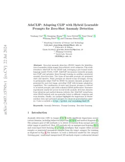 AdaCLIP: Adapting CLIP with Hybrid Learnable Prompts for Zero-Shot
  Anomaly Detection