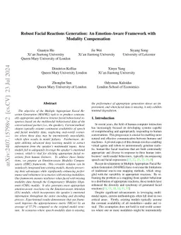 Robust Facial Reactions Generation: An Emotion-Aware Framework with
  Modality Compensation