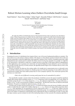 Robust Mixture Learning when Outliers Overwhelm Small Groups