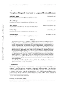 Perceptions of Linguistic Uncertainty by Language Models and Humans