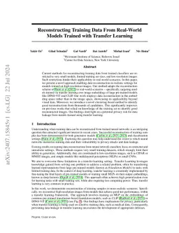 Reconstructing Training Data From Real World Models Trained with
  Transfer Learning