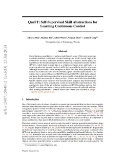 QueST: Self-Supervised Skill Abstractions for Learning Continuous
  Control