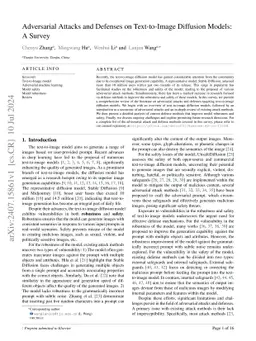 Adversarial Attacks and Defenses on Text-to-Image Diffusion Models: A
  Survey