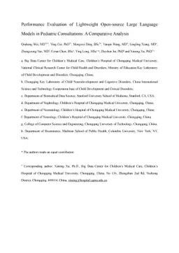 Performance Evaluation of Lightweight Open-source Large Language Models
  in Pediatric Consultations: A Comparative Analysis
