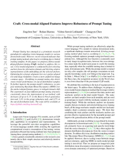 Craft: Cross-modal Aligned Features Improve Robustness of Prompt Tuning