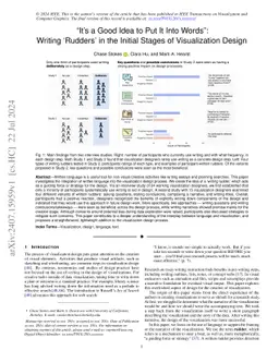 "It's a Good Idea to Put It Into Words": Writing `Rudders' in the
  Initial Stages of Visualization Design