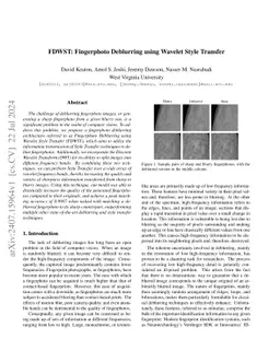 FDWST: Fingerphoto Deblurring using Wavelet Style Transfer