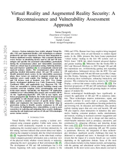 Virtual Reality and Augmented Reality Security: A Reconnaissance and
  Vulnerability Assessment Approach