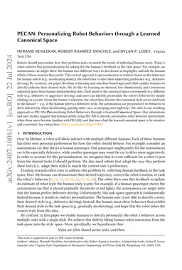 PECAN: Personalizing Robot Behaviors through a Learned Canonical Space