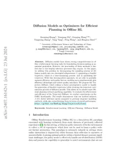 Diffusion Models as Optimizers for Efficient Planning in Offline RL
