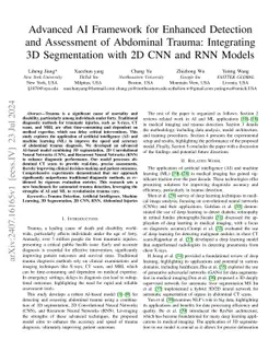 Advanced AI Framework for Enhanced Detection and Assessment of Abdominal
  Trauma: Integrating 3D Segmentation with 2D CNN and RNN Models