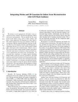 Integrating Meshes and 3D Gaussians for Indoor Scene Reconstruction with
  SAM Mask Guidance