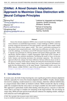 EIANet: A Novel Domain Adaptation Approach to Maximize Class Distinction
  with Neural Collapse Principles