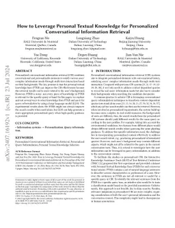 How to Leverage Personal Textual Knowledge for Personalized
  Conversational Information Retrieval