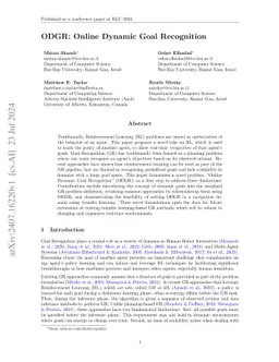 ODGR: Online Dynamic Goal Recognition