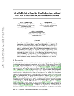 Identifiable Latent Bandits: Leveraging observational data for personalized decision-making