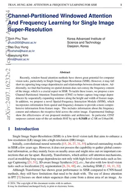 Channel-Partitioned Windowed Attention And Frequency Learning for Single
  Image Super-Resolution