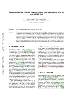 Systematically Searching for Identity-Related Information in the
  Internet with OSINT Tools