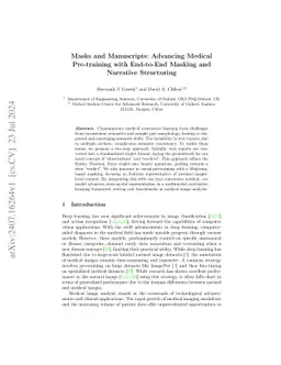 Masks and Manuscripts: Advancing Medical Pre-training with End-to-End
  Masking and Narrative Structuring