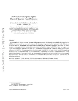 Backdoor Attacks against Hybrid Classical-Quantum Neural Networks