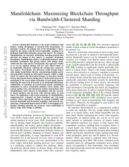 Manifoldchain: Maximizing Blockchain Throughput via Bandwidth-Clustered
  Sharding