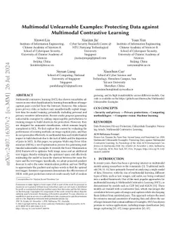 Multimodal Unlearnable Examples: Protecting Data against Multimodal
  Contrastive Learning