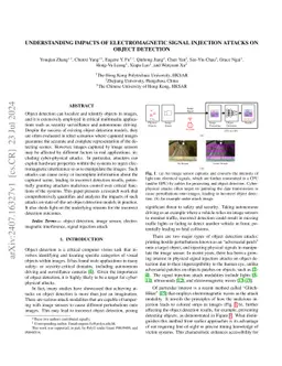 Understanding Impacts of Electromagnetic Signal Injection Attacks on
  Object Detection