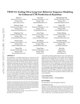 TWIN V2: Scaling Ultra-Long User Behavior Sequence Modeling for Enhanced
  CTR Prediction at Kuaishou