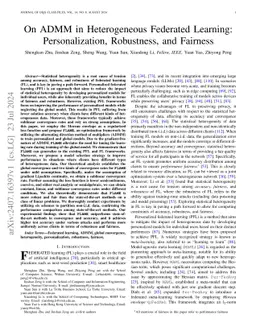 On ADMM in Heterogeneous Federated Learning: Personalization,
  Robustness, and Fairness