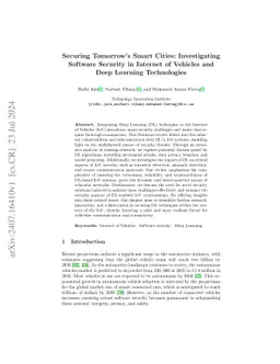 Securing Tomorrow's Smart Cities: Investigating Software Security in
  Internet of Vehicles and Deep Learning Technologies