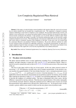 Low Complexity Regularized Phase Retrieval