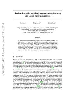 Stochastic weight matrix dynamics during learning and Dyson Brownian
  motion