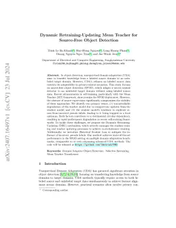 Dynamic Retraining-Updating Mean Teacher for Source-Free Object
  Detection